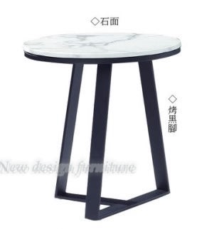 【N D Furniture】台南在地家具-工業風黑砂鐵腳人造石面小茶几/小圓几/小邊几YQ