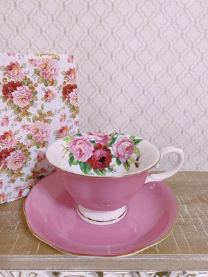 z歐瓷，英國皇家雅頓  粉色骨瓷寶石釉玫瑰系列咖啡杯，皇家雅頓