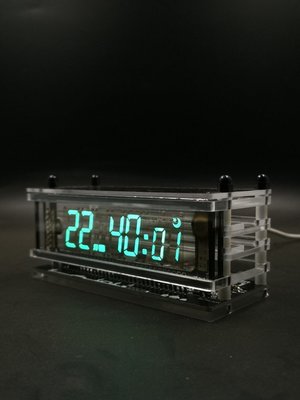 （近期發）VFD屏時鐘 透明基底稀有古董真空熒光顯示屏含溫補時鐘現貨 正品 促銷