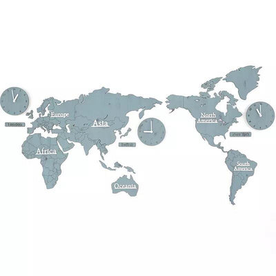 世界地圖掛鐘 家飾 環遊世界 時鐘~滿200元發貨