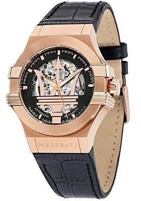 Maserati 瑪莎拉蒂手錶 經典款 R8821108002 POTENZA款 金色錶身 銀色錶面  黑色錶帶款