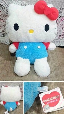 牛牛ㄉ媽*日本進口正版品 HELLO KITTY娃娃 凱蒂貓玩偶 景品SEGA 懶洋洋藍衣款 生日禮物 抱枕