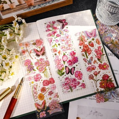 下殺-燙金藝術古典宮廷花園花朵高顏值立體網紅DIY拼貼裝飾素材貼紙