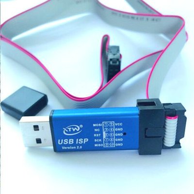 【666】A70= 51 AVR USB ISP USBisp 編程器燒錄器 帶外殼 免驅動 單片機下載線(隨機色)