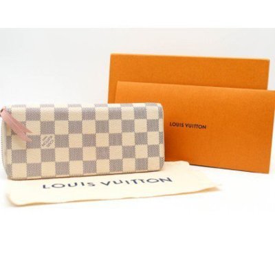 【二手正品】 Louis Vuitton LV N61264 Clemence 白棋盤格 拉鍊長夾 N61210