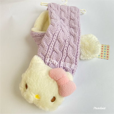 [Kitty 旅遊趣] Hello Kitty 兒童造型圍巾 兒童圍巾 絨毛圍巾 凱蒂貓 美樂蒂 大耳狗