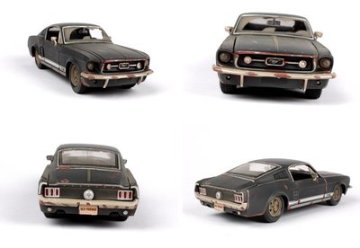 窩美汽車模型 1比24美馳圖做舊版1967福特野馬GT合金汽車模型 仿真車擺件