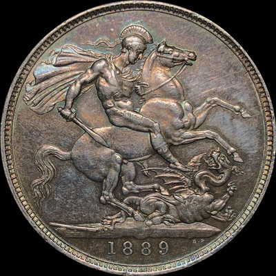 英國1889年維多利亞馬劍克朗銀幣