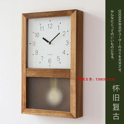 親親百貨-多帝家日式復古實木鐘表掛鐘客廳座鐘家用北歐原木時鐘裝飾表擺鐘滿300出貨