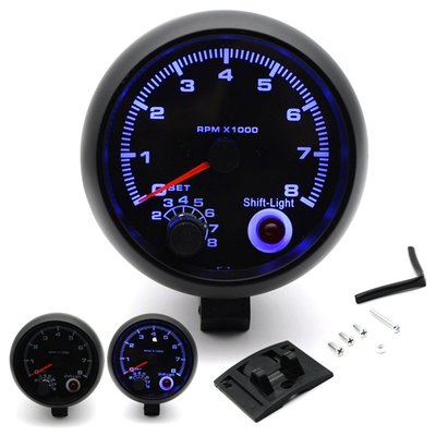 3.75“ 汽車改裝儀表黑色藍光轉速表0-8000 指針轉速表-概念汽車