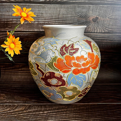 日本回流 九谷燒 彩繪大花瓶