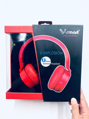 V-smart 紅色可收折 V-explosion藍牙全罩耳機 NFC無線耳機