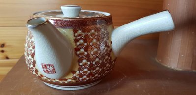 日本早期九谷燒名人清峰造茶器一組附木製供箱