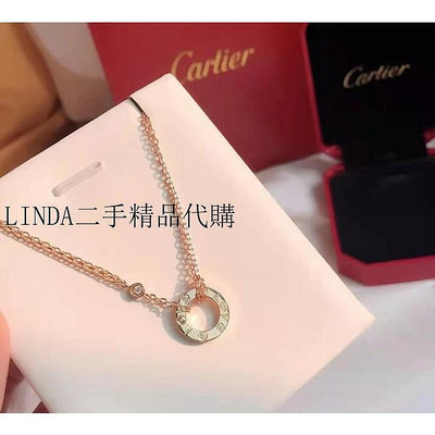 LINDA二手精品代購 Cartier 卡地亞系列18K玫瑰金鑲鉆 項鏈 鎖骨鏈 B7224509 現貨