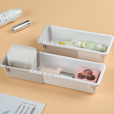 創意伸縮抽屜式整理盒 文具化妝品雜物收納盒DIY塑料分類盒