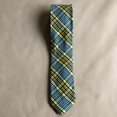[品味人生2]保證全新正品 Prada 藍黃格紋 窄版 領帶