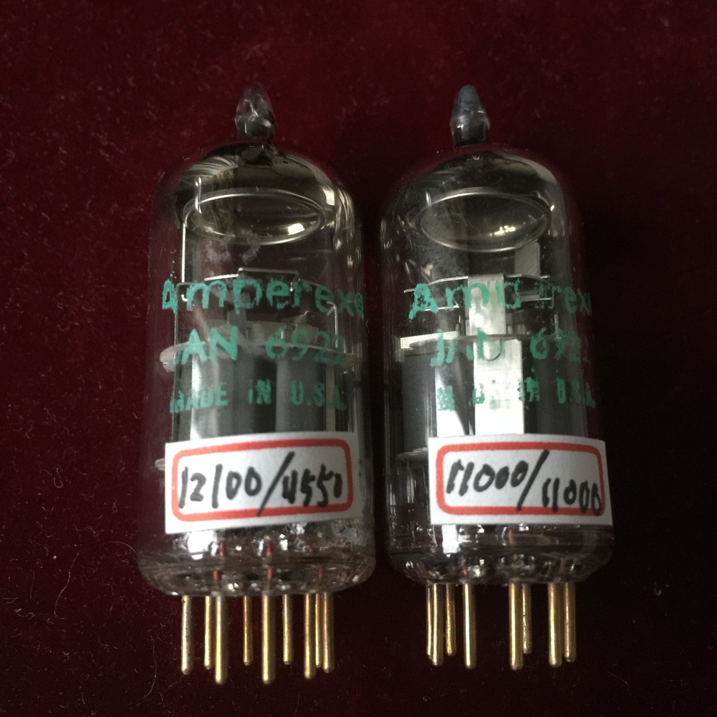 售Amperex美廠軍規JAN 6922 (直代ECC88,6DJ8) 配對真空管一對#15 