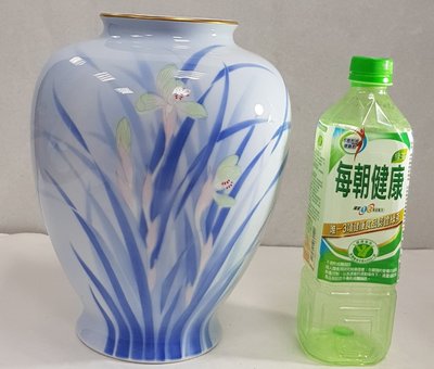 【日本古漾】342808日本深川製 官窯染付 花瓶 花器 径10×高さ25cm