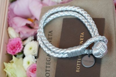 Bottega Veneta bracelet 編織皮手環 銀