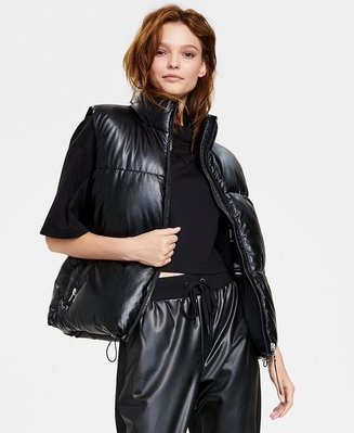 CALVIN KLEIN JEANS Women's Faux-Leather Puffer Vest  2/5止