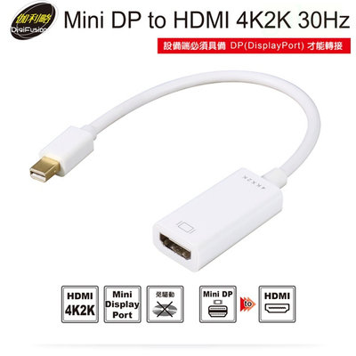 【含稅附發票】伽利略 Mini DP to HDMI 4K2K 30Hz DP轉HDMI 轉接器 轉換器〈MDPTHD〉