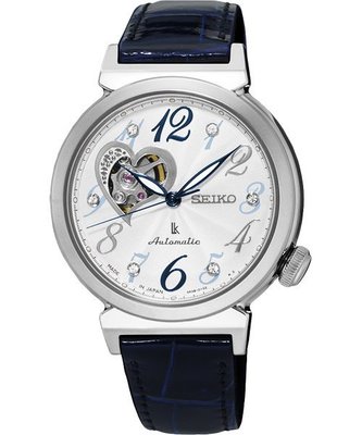 SEIKO LUKIA 簍空經典機械錶(SSA843J1)-銀x藍色錶帶/34mm 4R38-01C0B