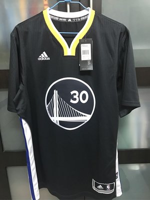 全新 Adidas NBA 金州勇士隊 第二客場 Curry 黑灰配色 短袖球衣  S號