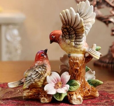 10029c 歐式 陶瓷可愛小鳥花朵比翼鳥情侶夫妻鳥鳥類客廳房間裝飾品擺設品擺件收納盒送禮禮品