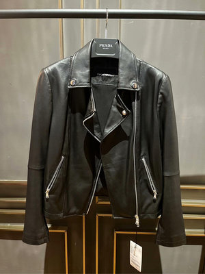 EMPORIO ARMANI 阿瑪尼 全新黑色皮衣夾克 附件