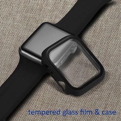 蘋果手錶鋼化膜保護殼一體 Apple Watch屏幕保護貼保護套 iWatch 2/3/4/5錶殼 蘋果手錶保護套