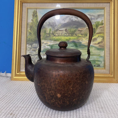 zwx 日本回流昭和時期手打老銅壺捶打紋老銅壺煮水壺老物件老銅器水壺