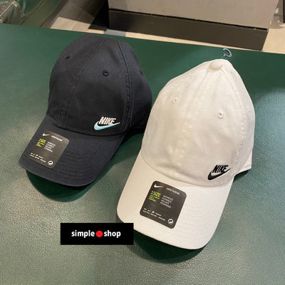 【Simple Shop】NIKE LOGO 刺繡 老帽 運動帽 鴨舌帽 黑色 白色 女款 AO8662-017 101