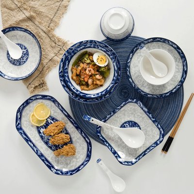 「呦呦精品屋」 碗碟套裝居家用78件青花瓷碗魚碟子組合餐具中式碗盤10人用創意碗筷D6S3