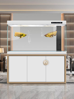 漢霸魚缸客廳大型2024新款輕奢智能水族箱超白底過濾玄關屏風家用