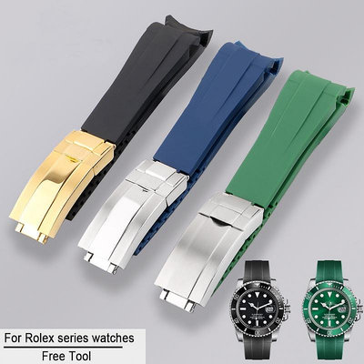 20mm橡膠手錶帶代用勞力士黑綠藍水鬼迪通拿GMT RUBBER B矽膠錶鏈