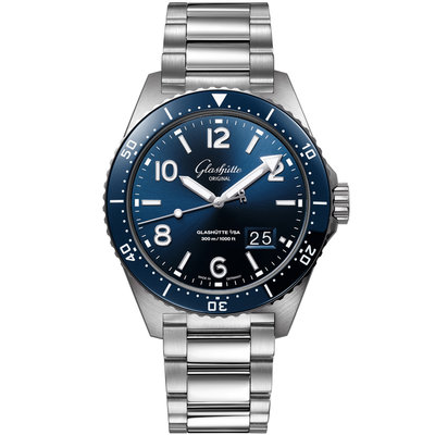 GLASHUTTE ORIGINAL 格拉蘇蒂 SeaQ 43.2mm 藍面 鋼錶帶 1-36-13-02-81-70