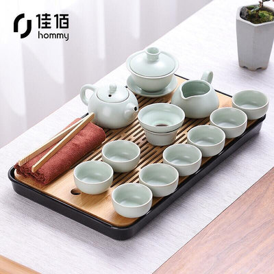 天天特賣佳佰 整套功夫汝窯開片可養茶具套裝家用日式陶瓷茶壺茶杯小型茶盤