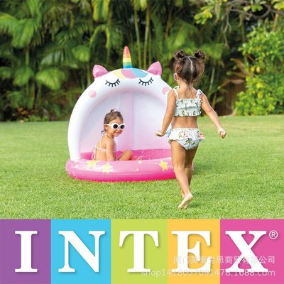 INTEX5843858417獨角獸嬰兒水池PVC游泳池充氣游泳池兒童戶外