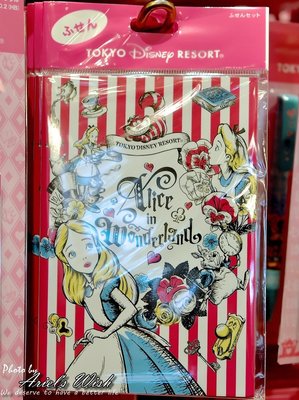 Ariel's Wish-日本東京迪士尼愛麗絲Alice時鐘兔撲克牌皇后妙妙貓便條紙貼紙n次貼書籤貼紀錄貼-台灣製-現貨
