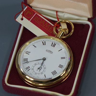 1970s 瑞士 🇨🇭 ROAMER 鍍金機械懷錶 / 全新庫存新錶