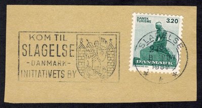 丹麥1989美人魚雕塑郵票 蓋圣喬治屠龍機蓋戳 剪片