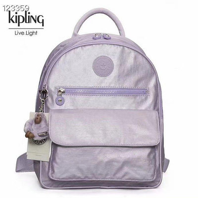 小Z代購#Kipling 猴子包 K16841 金屬紫 拉鍊夾層輕量雙肩後背包 輕量 大容量 防水