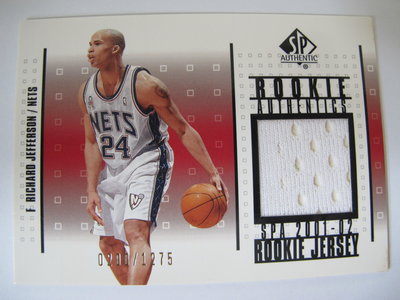 ~Richard Jefferson~2002年SPA RC 新人限量比賽用 NBA特殊球衣卡 Game Jersey