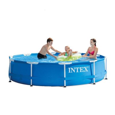 現貨熱銷-INTEX支架游泳池家庭夾網布大型游泳池寶寶游泳池養魚池戲水池