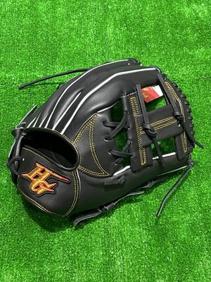 棒球世界全新Hi-Gold牛皮棒壘球內野手工字球檔手套特價黑色12吋