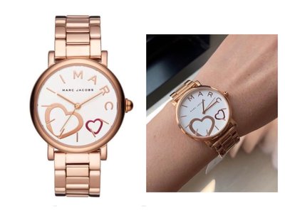 MARC BY MARC JACOBS Classic 白色錶盤 玫瑰金色不鏽鋼錶帶 石英 女士手錶 MJ3589