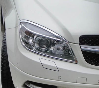 ~圓夢工廠~ Benz W204 Wagon 斜背 C200 C220 C63 2007~2011 鍍鉻車燈框 前燈框