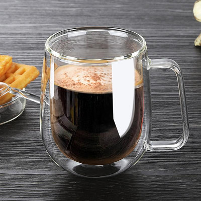 明尚德耐高溫雙層玻璃杯高硼硅杯子茶杯咖啡杯馬克杯玻璃水杯批發