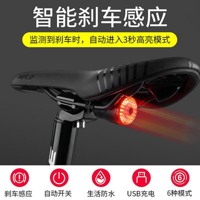 極致優品 永久自行車燈智能尾燈公路山地車前燈剎車感應警示USB充電夜騎燈 QX146