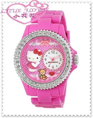 小花花日本精品♥Hello Kitty 日製  手錶 手表 女錶 淑女錶 浮雕軟陶 桃色鑽鑽小熊22014504